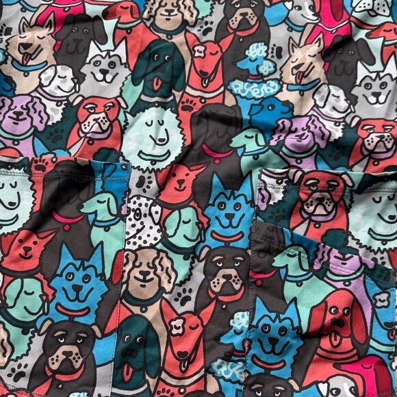 Multicolor Dog Pattern Scrub Top - Picture 2 of 3